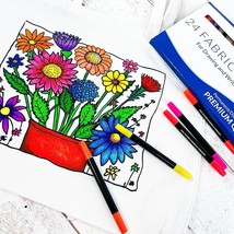 Color Your Own Tote Bag Flower Design Tote Bag and Fabric Marking Pens I... - $912.40 MXN