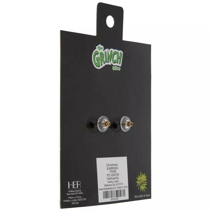Grinch Face Rhinestone Earrings - H.E.R. Accessories Item image 3
