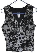 Xscape by Joanna Chen Floral Ruffled Ruched Stretch Black &amp; White Blouse... - $856.77 MXN