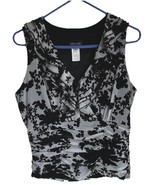 Xscape by Joanna Chen Floral Ruffled Ruched Stretch Black &amp; White Blouse... - $62.04 CAD