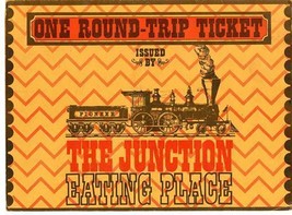One Round Trip Ticket The Junction Eating Place Menu Dekalb Illinois Railroad  - £22.15 GBP