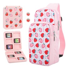 Carrying Case For Nintendo Switch/Oled/ Lite Travel Bag, Pink Shoulder B... - £50.83 GBP