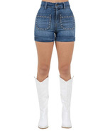 Willow Studded Denim Short in Dark Wash - $1,148.45 MXN