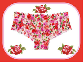 M Xl Rose Pink Red Floral Laceup The Lacie Victorias Secret Cheeky Brief Panty - £8.85 GBP