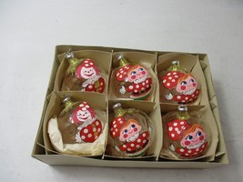 6 Vintage Red Clown Santa boy Elf Inarco Italy Christmas glass Ornaments 2.5&#39;&#39; - £23.67 GBP