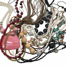 Lot of Beaded Statement Necklaces Vintage to Mod Retro Glam Multi Strands - £31.64 GBP