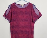 MICHAEL KORS Women SMALL Cold-Shoulder Casual T Shirt Exotic Print - $17.81