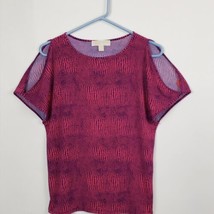 MICHAEL KORS Women SMALL Cold-Shoulder Casual T Shirt Exotic Print - £13.99 GBP