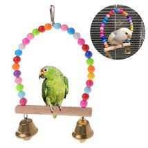 Colorful Beaded Bird Swing with Bells - £10.89 GBP