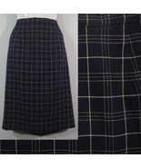 Navy Blue Plaid Pencil Straight Career Skirt Kick Pleat JH Collectibles ... - £23.37 GBP