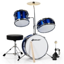 3 Piece Kids Drum Set, Junior Beginner With Snare Drums Cymbals Throne B... - £102.94 GBP