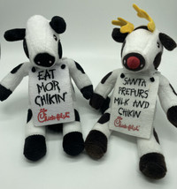 Chick-fil-A Christmas Reindeer 8&quot; Plush Cow Toy Santa Prefers Milk &amp; Chikin +one - £9.60 GBP