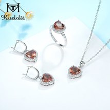 Gemstone jewelry set for women real 925 sterling silver ring earrings necklaces wedding thumb200
