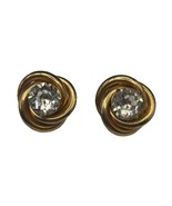 Vintage Barclay Love Knot/Celtic Knot Rhinestone Clip On Gold Tone Rhine... - $11.00