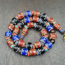 Vintage Chevron Venetian Style Multilayers Glass Beads Necklace 15mm MCH-1 - £46.52 GBP