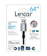 Lexar 64GB JumpDrive C20i Lightning to USB 3.0 Cable with Built-In Flash... - £35.05 GBP