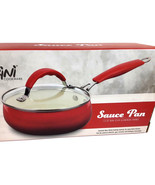 Sauce Pan & Lid Ceramic Non-Stick Coating Aluminum Enamel Red NEW in Box 1.5Qt - $16.66