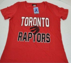 NBA Toronto Raptors Women&#39;s 100% Cotton Short Sleeve V-Neck T-Shirt Red Sz L NWT - £6.04 GBP