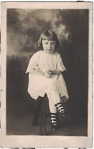 Cute Young Girl Sitting by Herself - RPPC Real Photo Postcard from Album... - £6.72 GBP