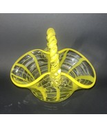 Murano Style Yellow Striped Art Glass Basket  - $16.83