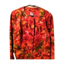 Chico&#39;s Blazer Jacket Front Cotton Blazer Floral Long Sleeve Size 2 - $16.83