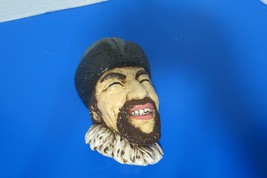Vintage 1970s Ceramic Wall Hanging Head Himalayan Hand Painted 5&quot;L - £15.71 GBP
