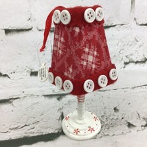 5.25” Dollhouse Floor Lamp Red Fabric Shade Painted Wood Base Button Accents - £9.33 GBP