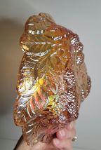 Amber Indiana Glass Candy Dish Loganberry & Leaf Design image 4