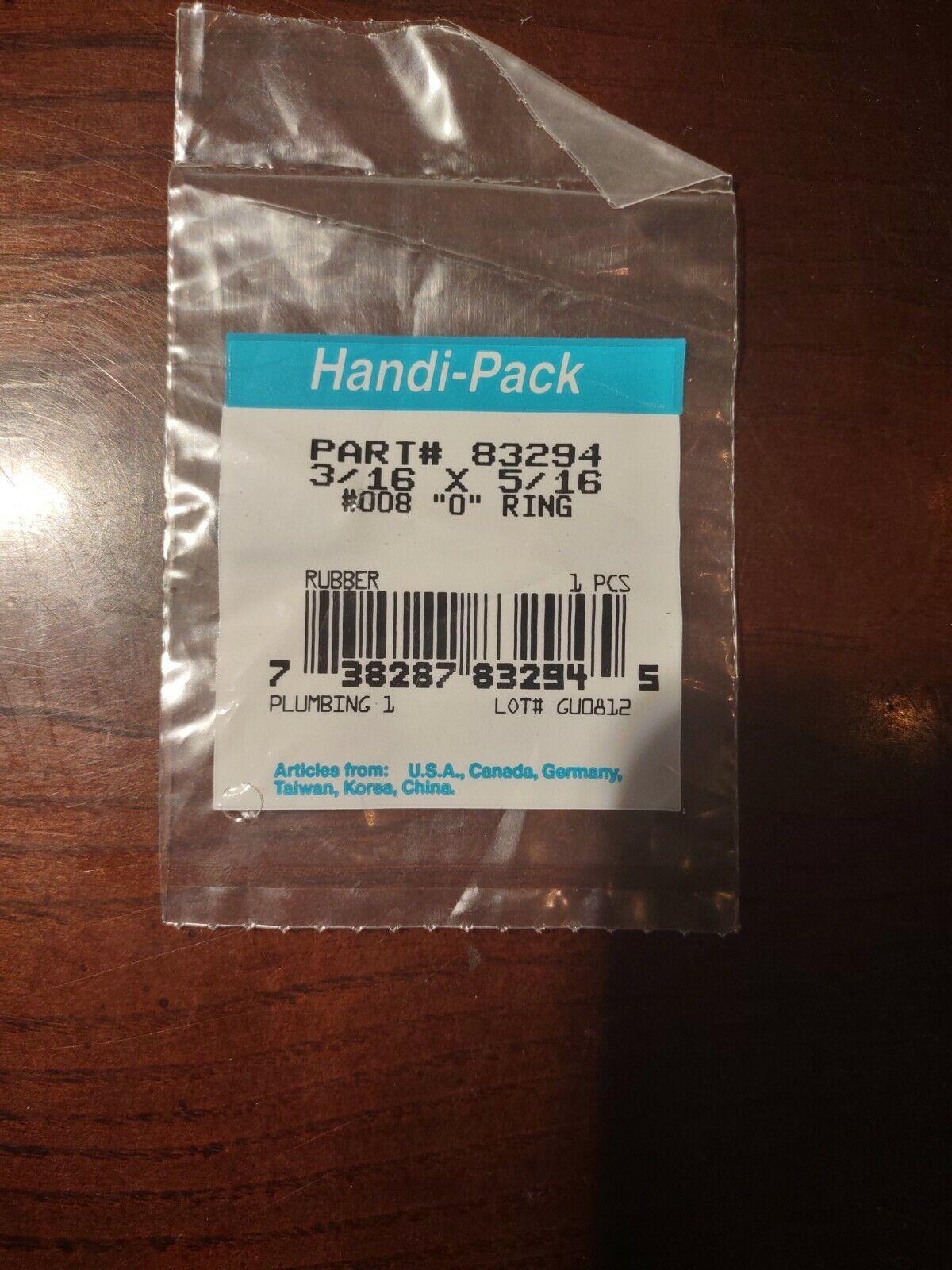 3/16&quot; x 5/16&quot; x 1/16&quot; Rubber O-Ring - $4.83