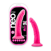 Blush Neo Elite 7.5 in. Silicone Dual Density Dildo with Suction Cup Neon Pink - £36.04 GBP