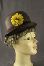Ladies Vintage Clothing Ann Marie Brown Woven Straw Sunflower Hat Size 7 - £14.31 GBP