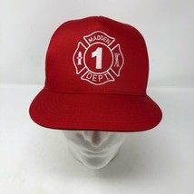 Madden Fire Department Red White Mesh Trucker Snapback Hat Ladder Hydrant - $39.59