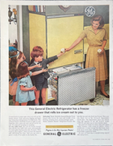 1963 General Electric Vintage Print Ad Freezer Drawer Rolls Ice Cream Ou... - £11.45 GBP