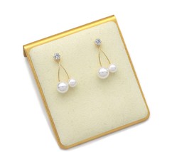 Gold CZ Pearl Cherry Earrings, Sku#LX124 - $4.99