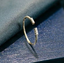 14K Gold Gemstone Gap Stackable Ring, 925 Silver, minimalistic, adjustable, fine - £18.62 GBP