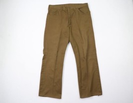 Vtg 70s Lee Riders Mens 34x28 Faded Wide Leg Bell Bottoms Jeans Pants Olive USA - £100.15 GBP