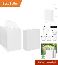 100 Pack White Kraft Paper Bags 10x5x13 - Eco-Friendly &amp; Customizable Gi... - $77.17