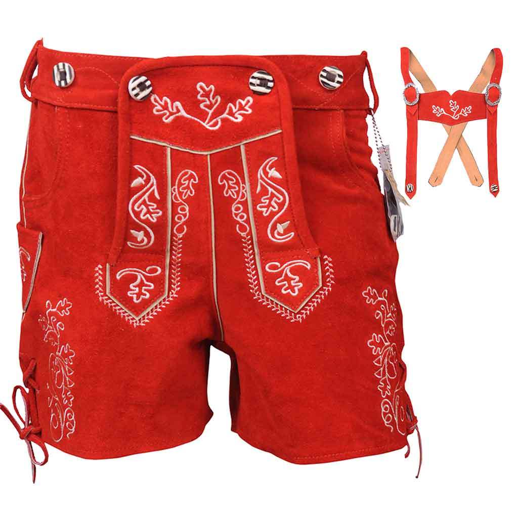 Oktoberfest Costume Women Lederhosen Red Suede Festival Bavarian German Trachten