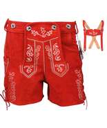 Oktoberfest Costume Women Lederhosen Red Suede Festival Bavarian German ... - $109.99