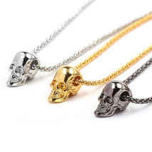 Retro Gothic Skull Pendant Necklace Punk Biker Jewelry Stainless Steel Chain 24" - £11.06 GBP+