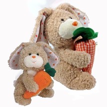Veggies Bunny Holding Carrot Ty Beanie Baby and Buddy Set MWMT Retired Easter - £20.71 GBP
