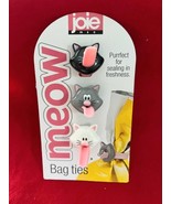 2017 Josie Meow Cat Bag Ties Silicone + Plastic 3 Cats New On Card - $188.16 MXN