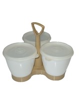 Vintage 80s Tupperware Tan Beige Almond CONDIMENT CADDY SET with Lids #7... - $399.45 MXN
