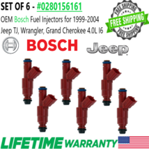 GENUINE Bosch set of 6 Fuel Injectors for 1999-2004 Jeep 4.0L I6 #0280156161 - £89.16 GBP