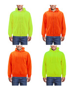 Men’s Neon High Visibility Sweater Pullover &amp; Zipper Hoodie Fleece Sweat... - $553.97 MXN+