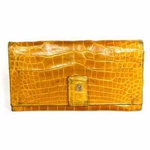 Vintage LUX FENDI SAS Bright Yellow Patent Crocodile Wallet Checkbook - €133,89 EUR