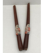 Vintage brown taper halloween novelty candle with ghost holding a pumpkin - $27.16 CAD