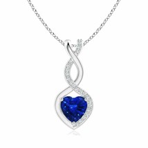 Authenticity Guarantee 
Sapphire Infinity Heart Pendant with Diamonds in Plat... - £3,632.36 GBP