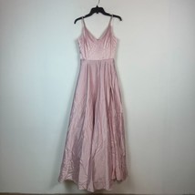 B Darlin Junior Womens 9/10 Rose Pink Satin V Neck Long Evening Dress RETAG B48 - £38.67 GBP