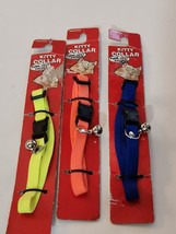 Purr...Fect Value 3 Pack Stretch Adult Kitty Collar W Bell Blue, Orange,... - £7.63 GBP